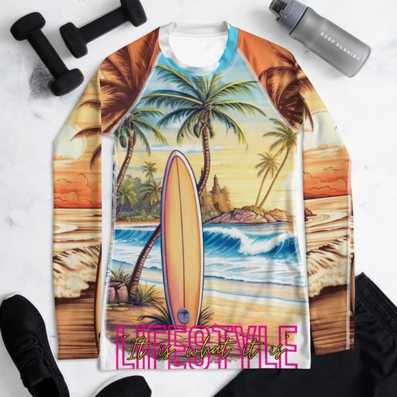 MUDPUPs Surf & Sand Crop Top Rashguard for Surfer Girl Vacay Shirt for Surfing - Picture 4 of 10